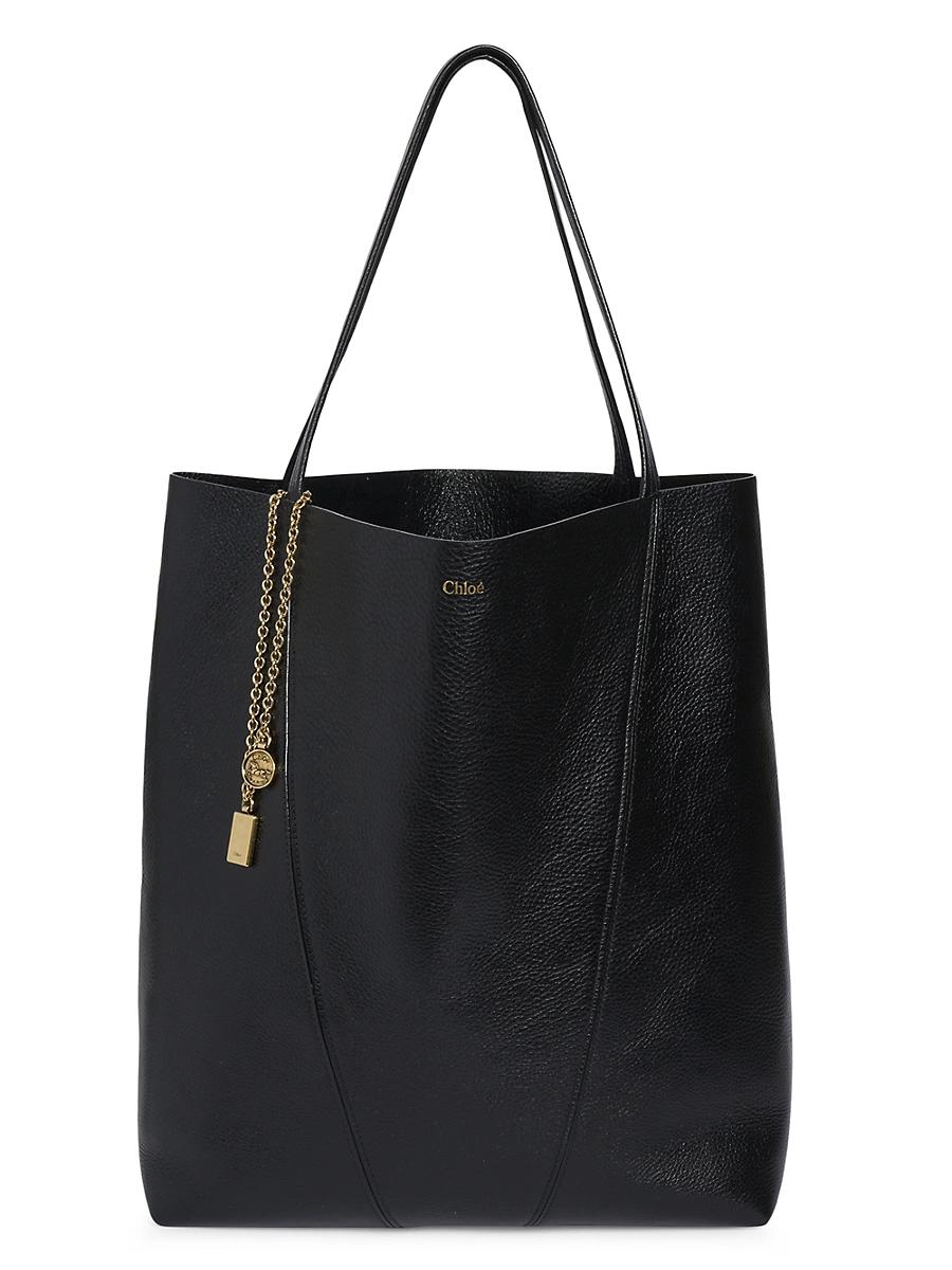 Womens Large Spin Leather Tote Bag Product Image