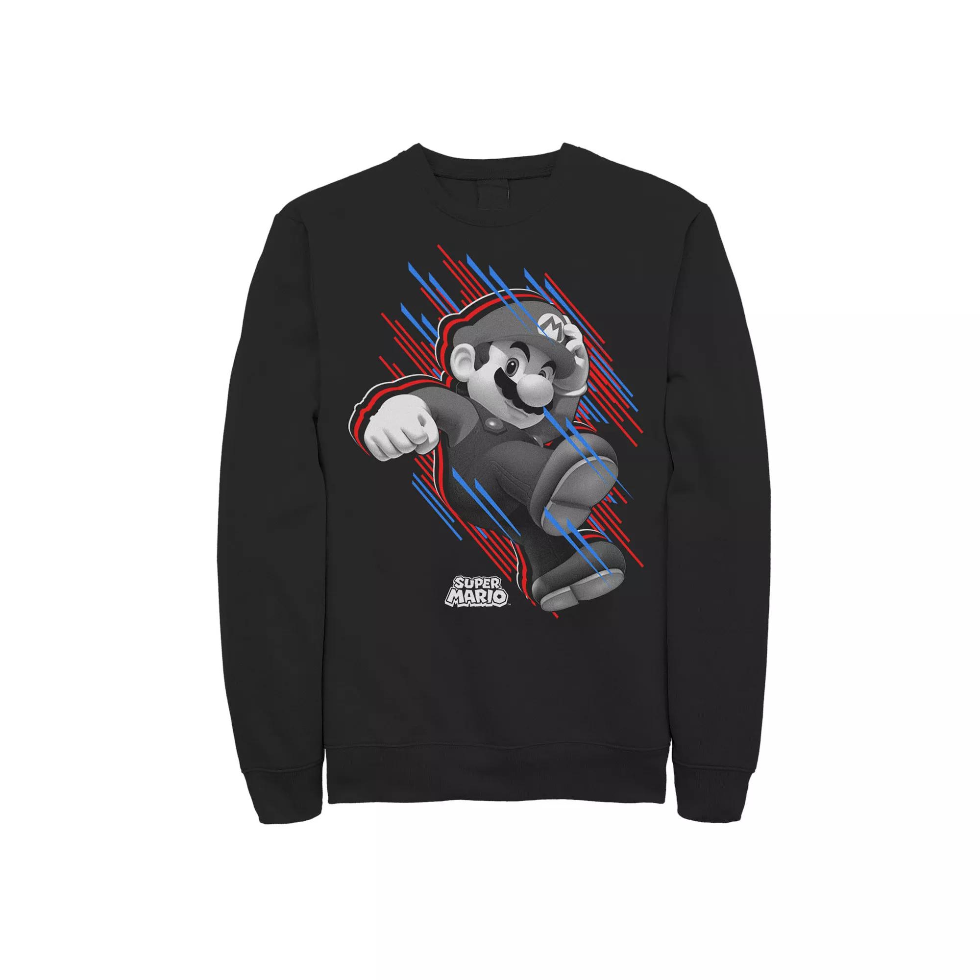 Big & Tall Nintendo Super Mario Bros Fast Stripes Fleece Sweatshirt, Men's,  Product Image