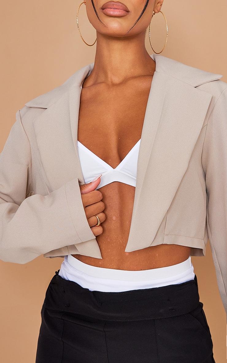 Stone Basic Seam Detail Woven Cropped Blazer Product Image