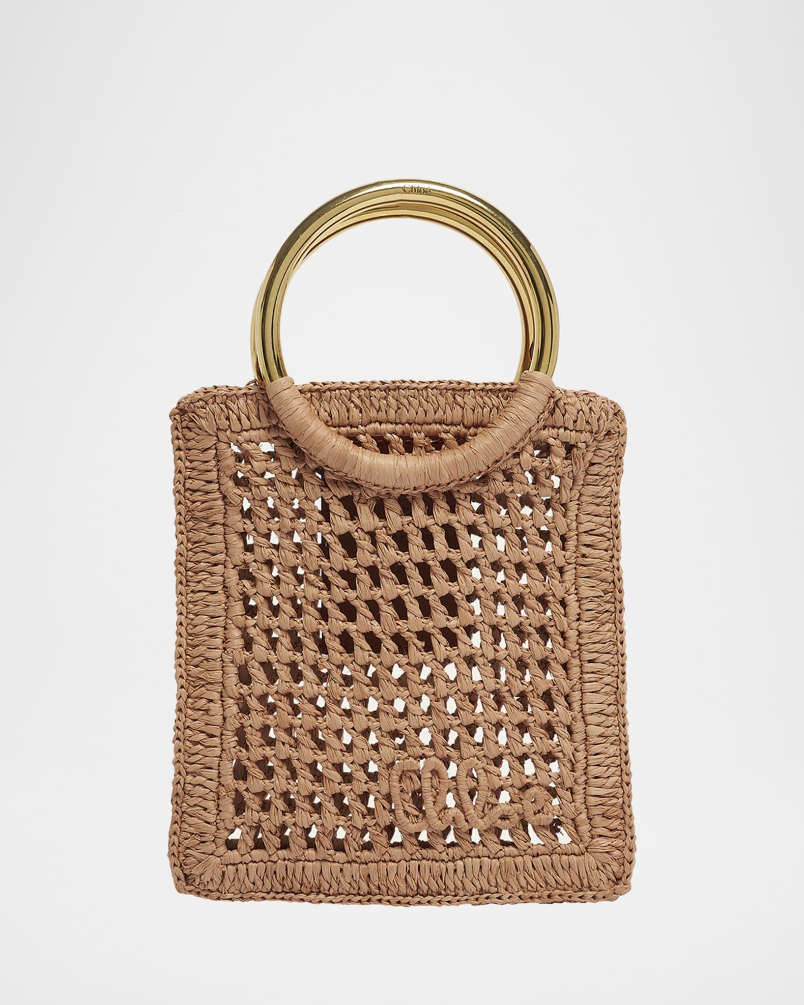 Summer Banana Tote Bag in Crochet Paper and Leather  Product Image