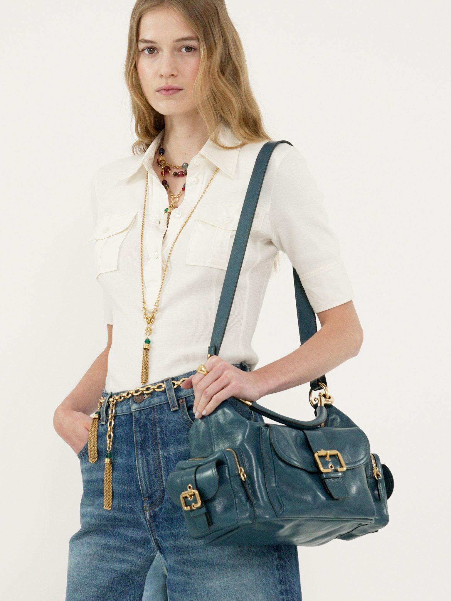 Camera bag in shiny leather Product Image