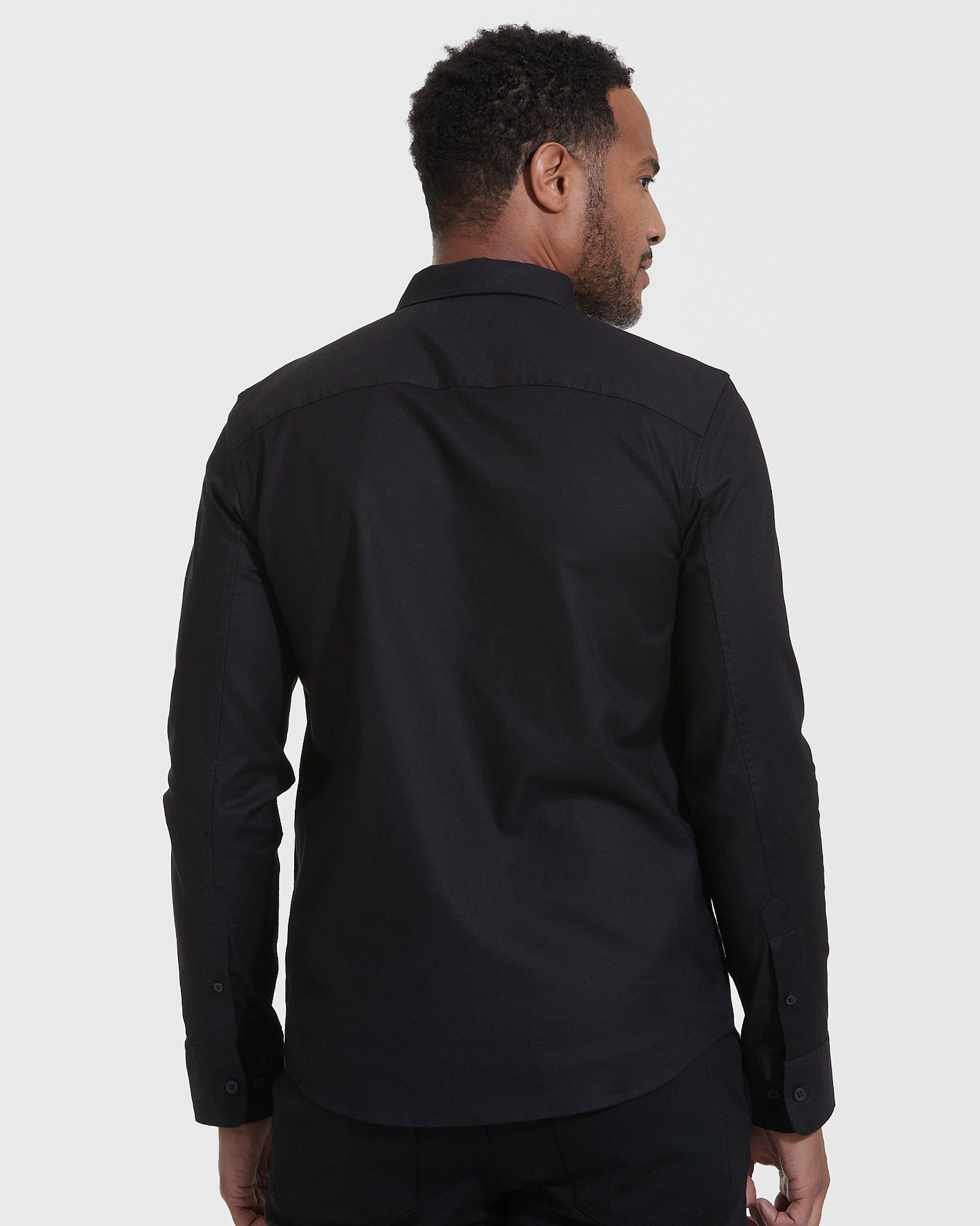 Black Stretch Oxford Long Sleeve Shirt Product Image