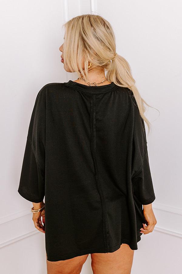 It's a Touch Down Sequin Oversized Tee in Black Curves Product Image