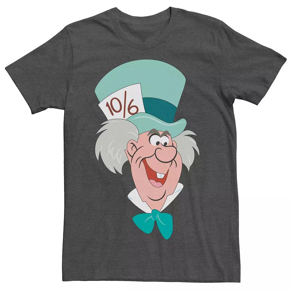 Disney's Alice In Wonderland Men's Mad Hatter Big Face Graphic Tee, Size: Small, Grey Heather Product Image