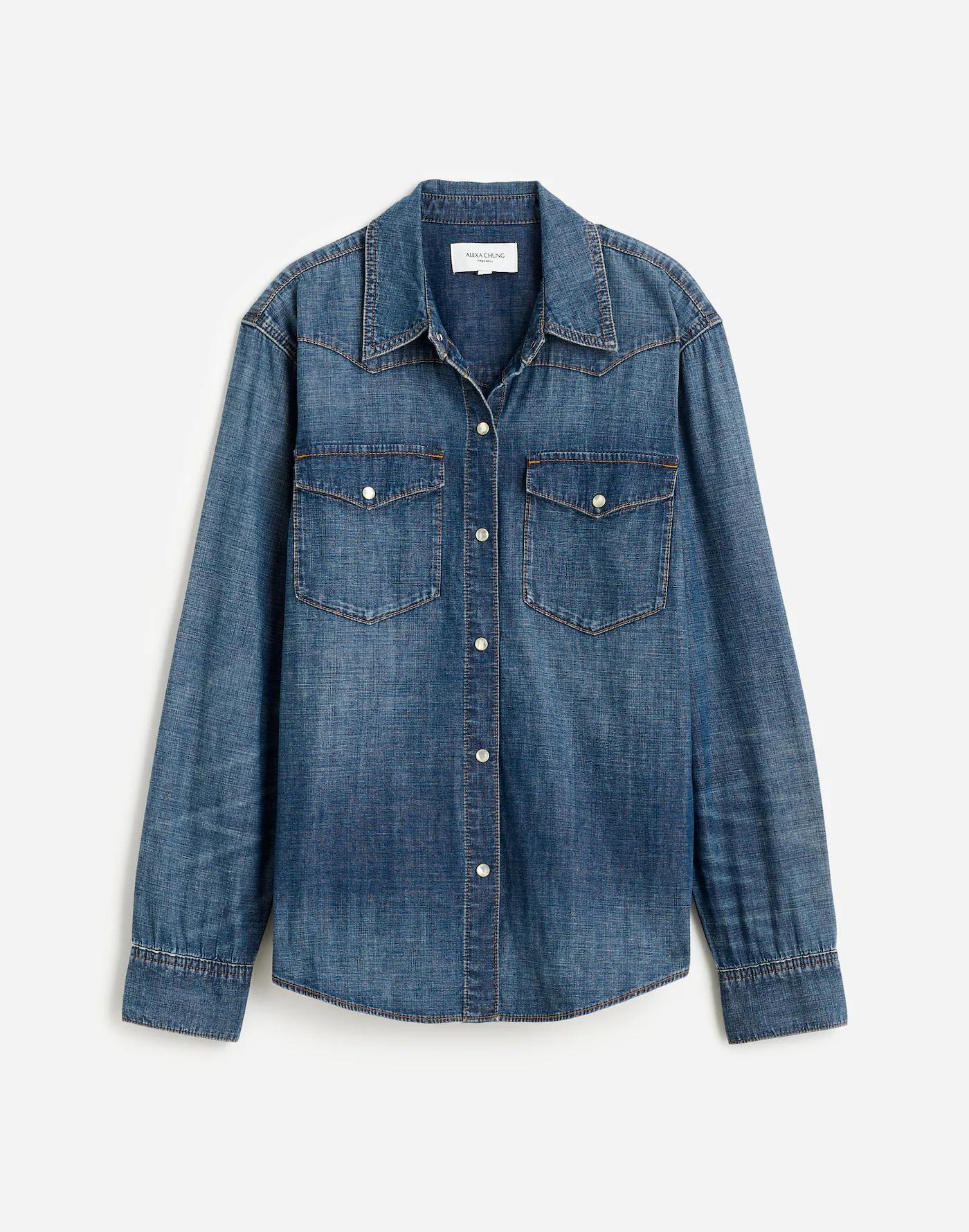 Alexa Chung for Madewell Denim Western Shirt in Vintage Wash Product Image