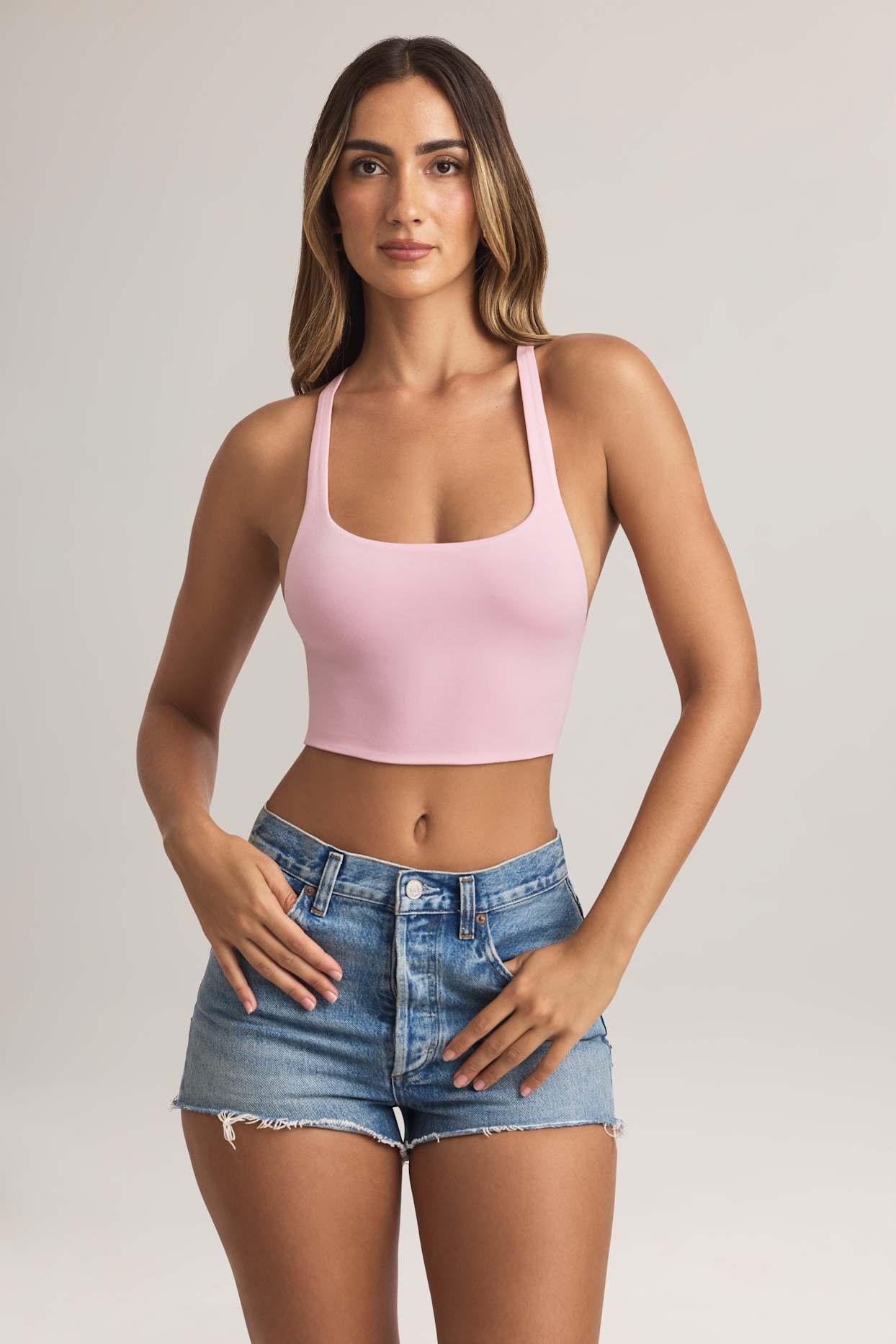 Modal Cross-Back Tank Top in Pastel Pink Product Image