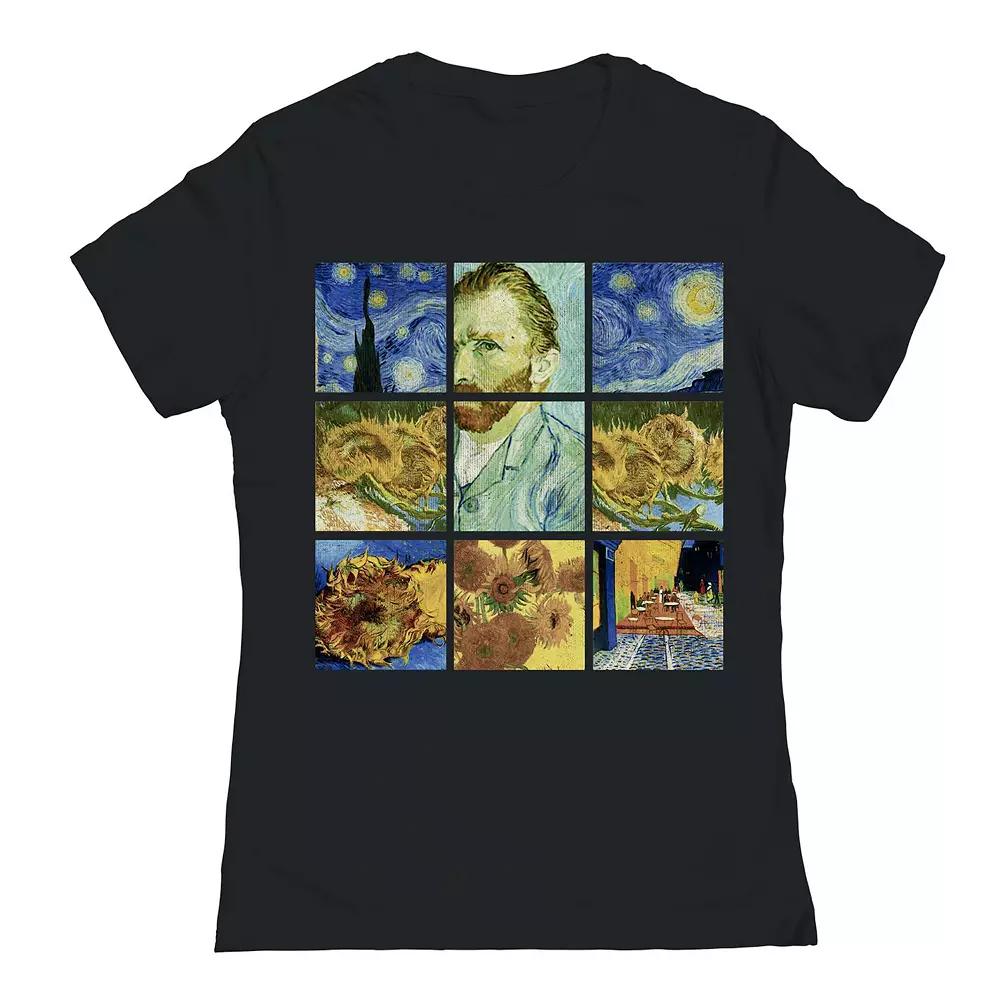 Junior's Van Gogh Squares Womens Graphic Tee, Girl's, Size: Large, Black Product Image