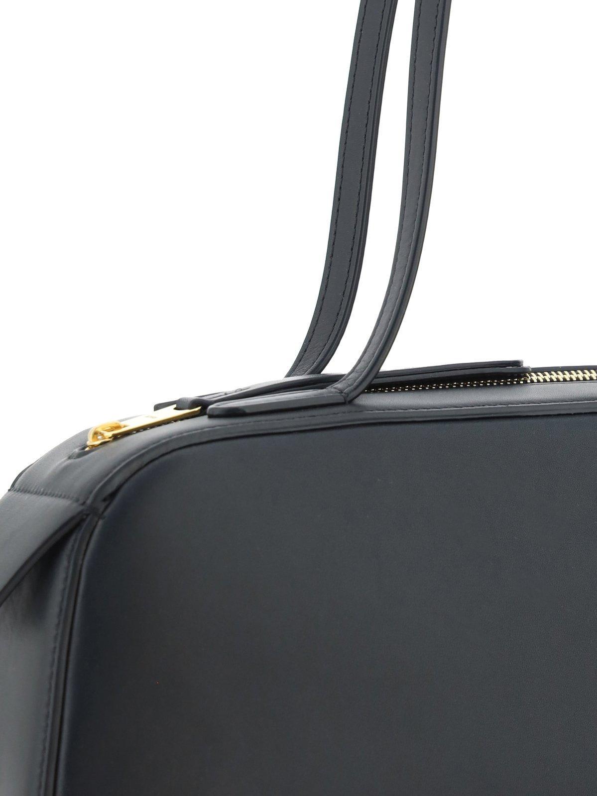 KHAITE Simona Crackle Patent Leather Shoulder Bag In Black Product Image