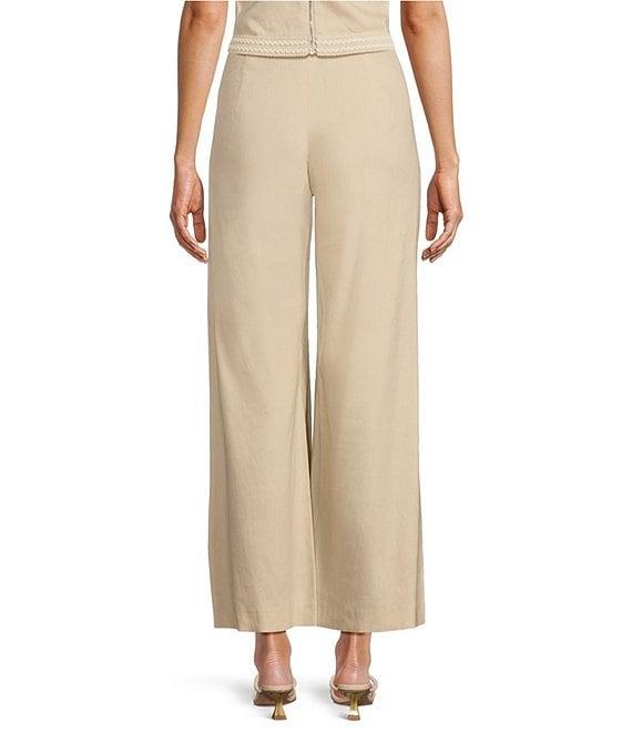 Antonio Melani Coordinating Cameron Embroidered Linen Blend Wide Leg Pants Product Image
