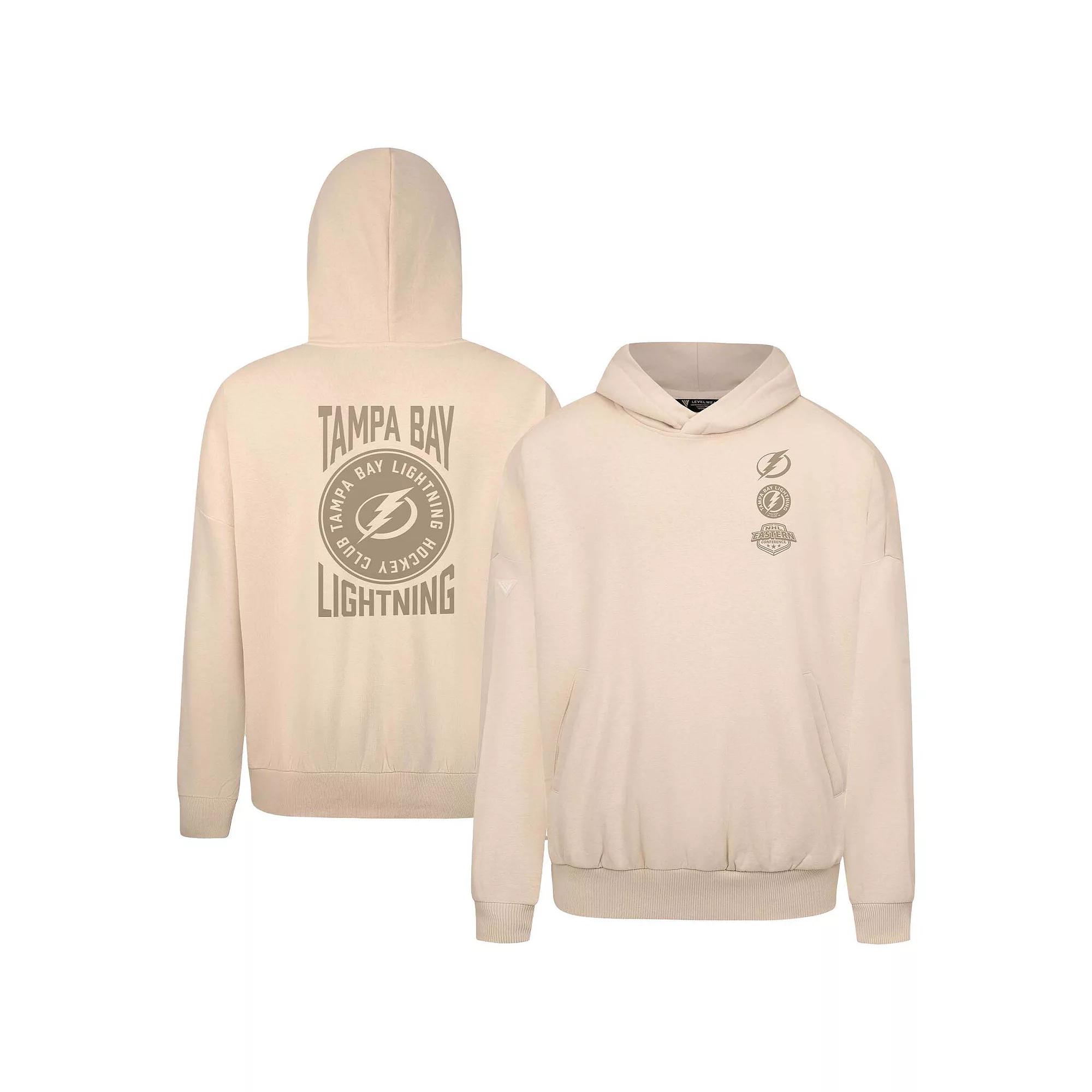 Men's Levelwear Cream Tampa Bay Lightning Contact Stamp Pullover Hoodie,  Product Image