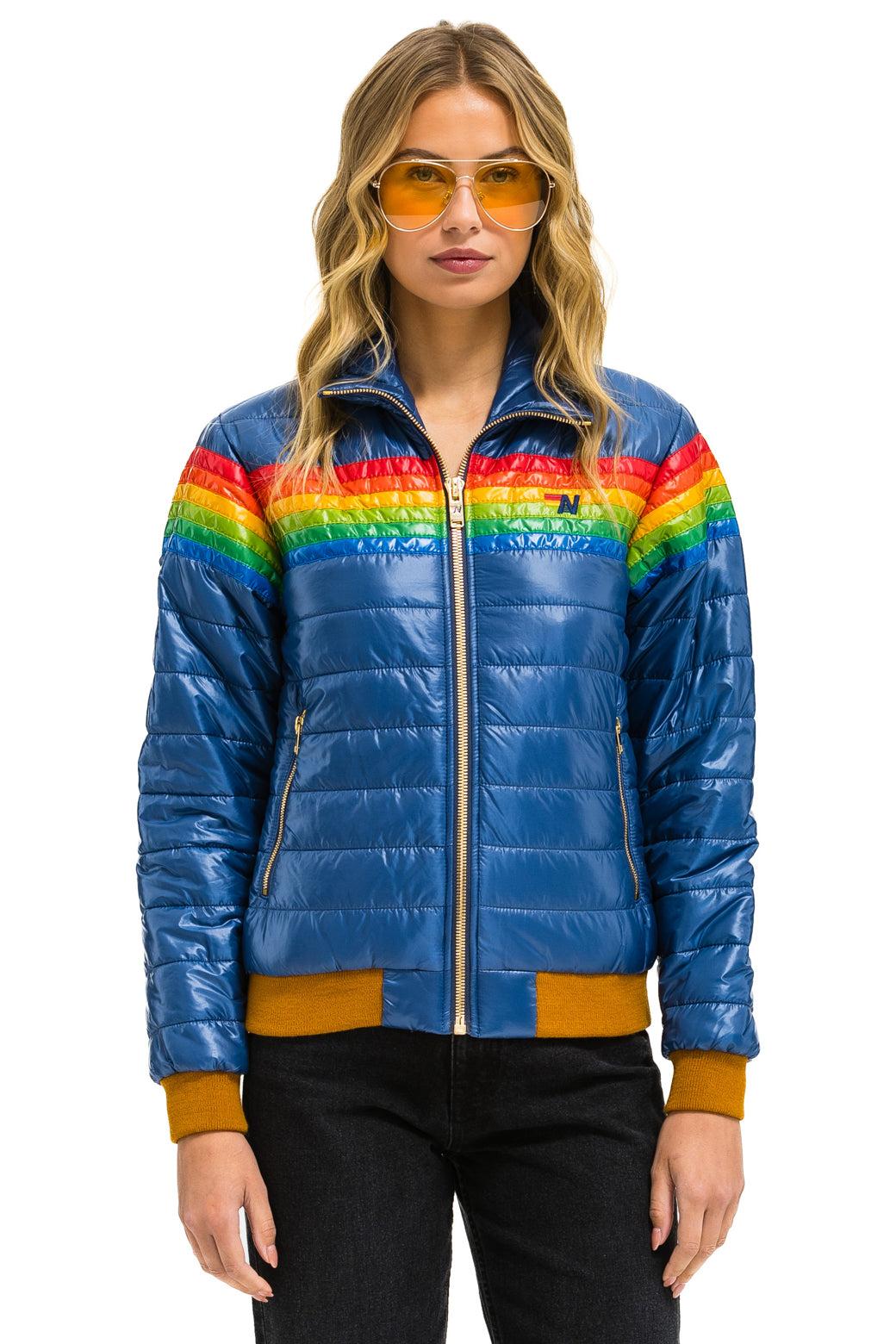 6 STRIPE JACKET -  GLOSSY DEEP BLUE Female Product Image