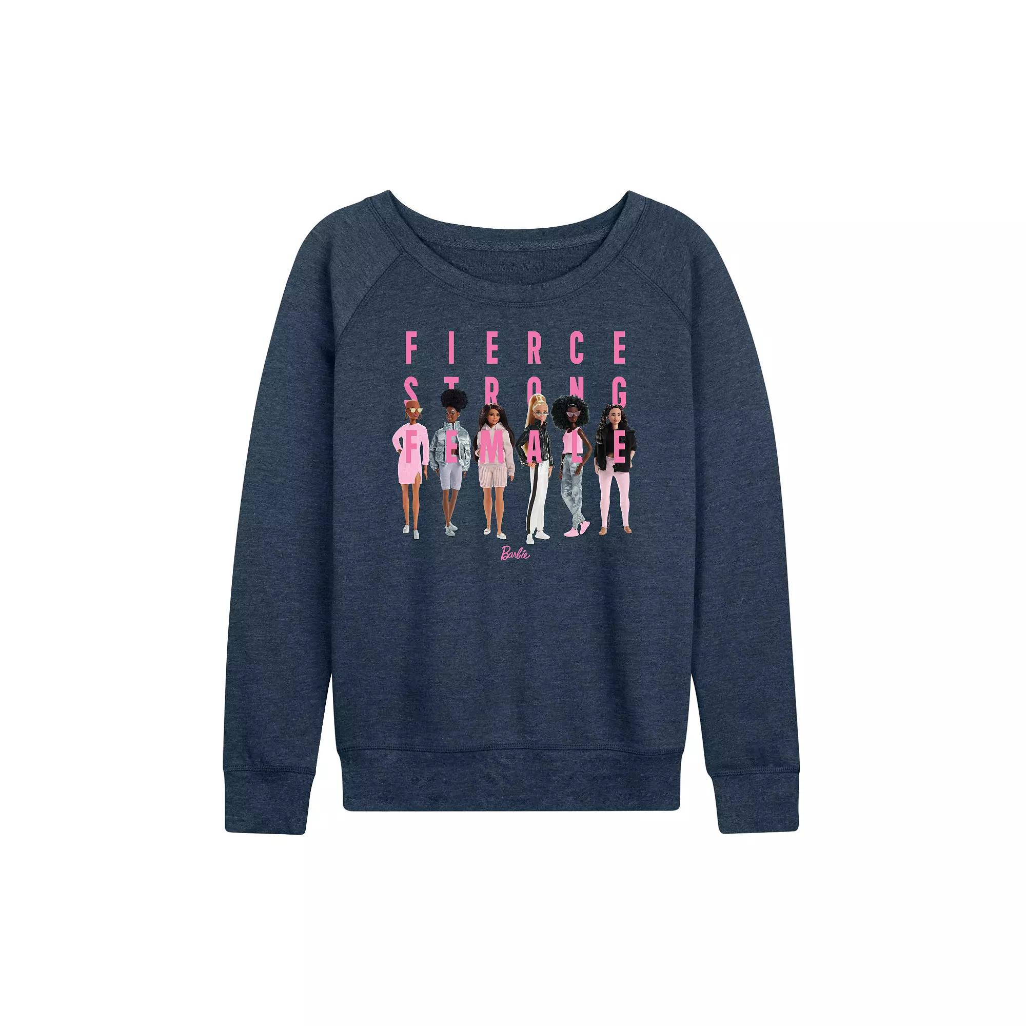 Women's Barbie® Fierce Strong Female French Terry Long Sleeve Tee, Girl's,  Product Image