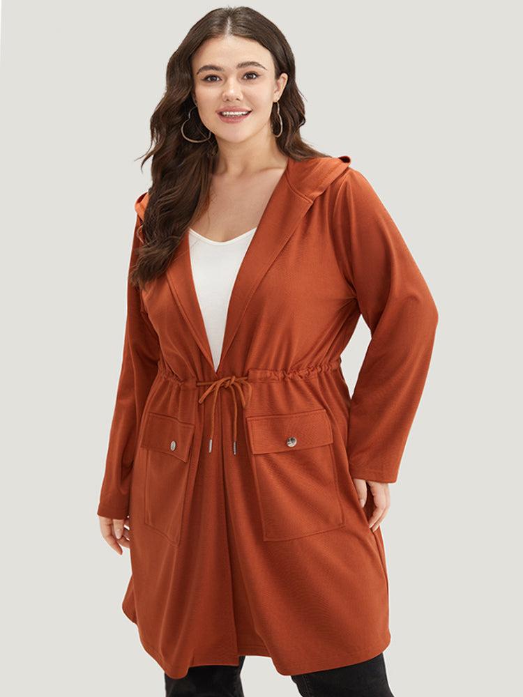 Halloween Plain Hooded Pocket Drawstring Knot Coat Female Product Image