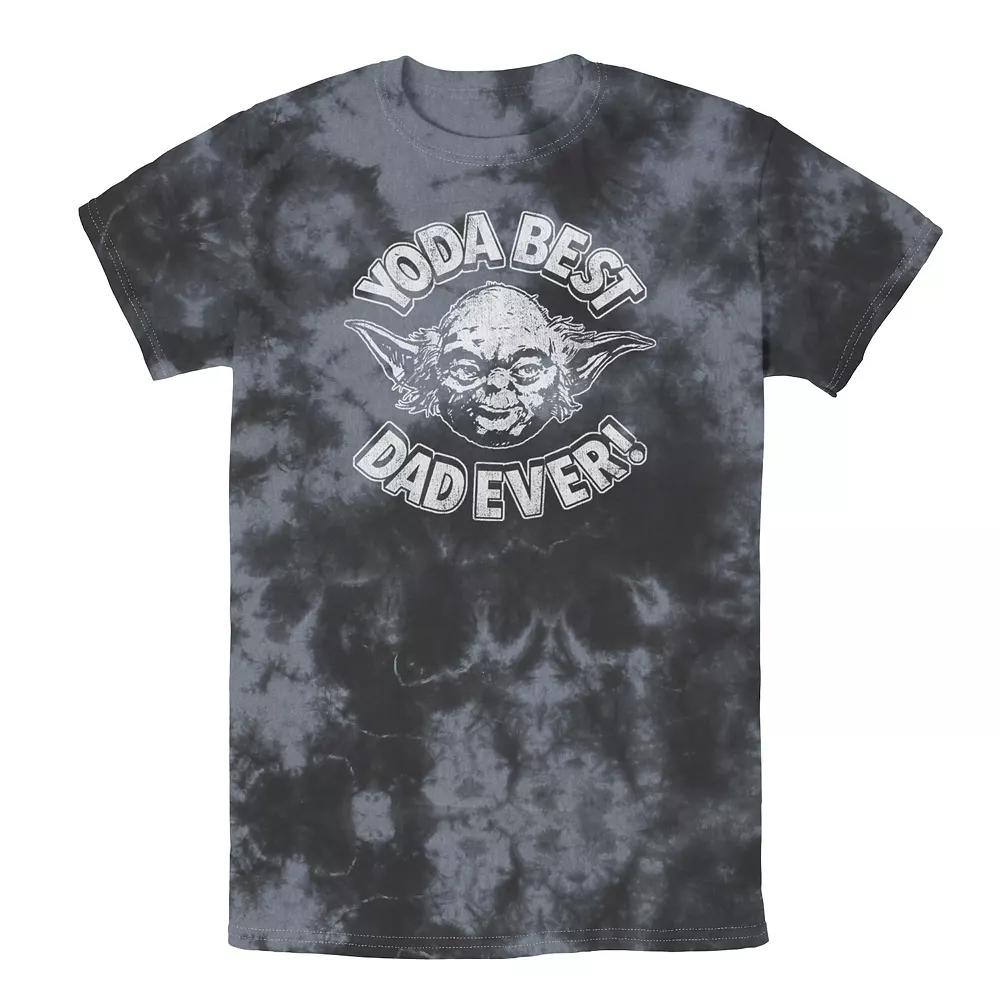 Men's Star Wars Father's Day Yoda Best Dad Ever Head Shot Stamp Tee, Boy's, Size: XXL, Black Grey Product Image