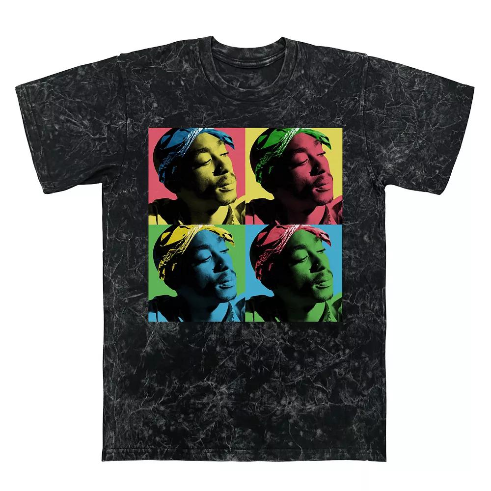 Men's Tupac Shakur Popart Mineral Wash Graphic Tee, Size: XL, Black Mineral Wash Product Image