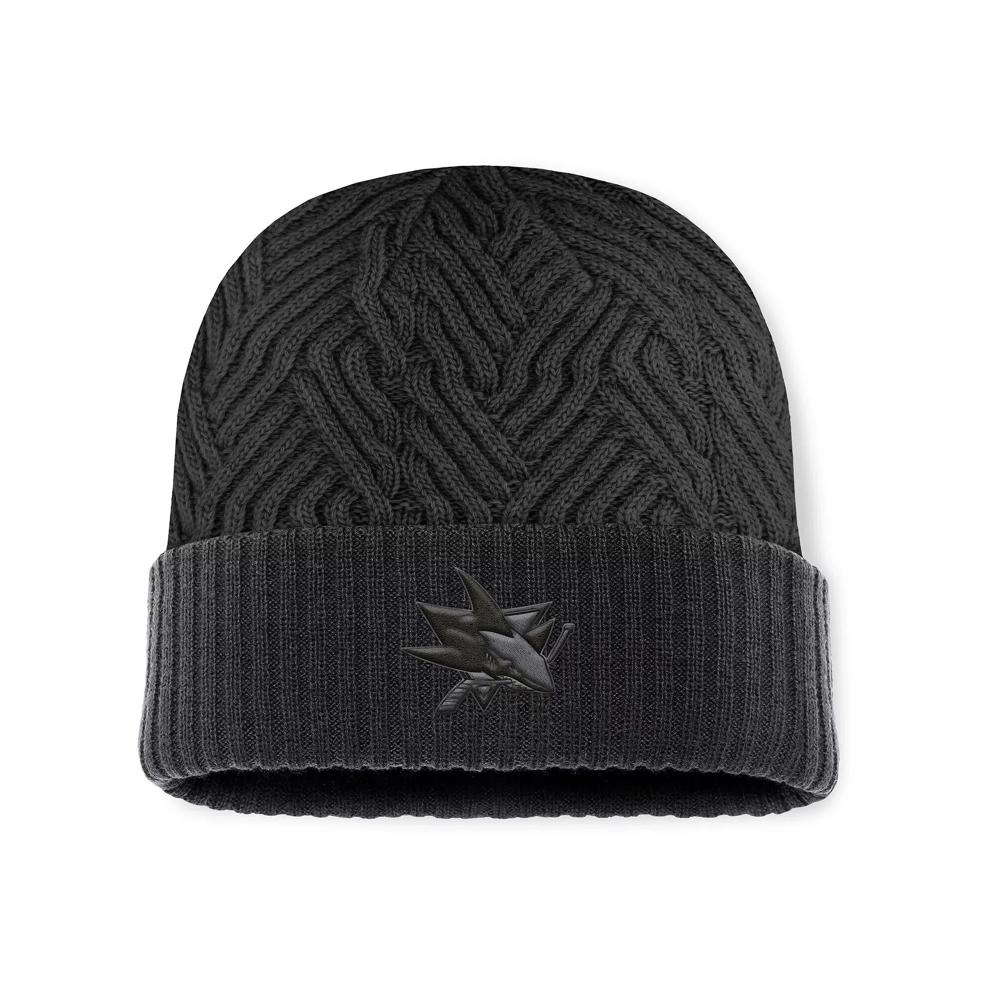 Men's Fanatics Black San Jose Sharks Authentic Pro Road Cuffed Knit Hat, Sks Black Product Image