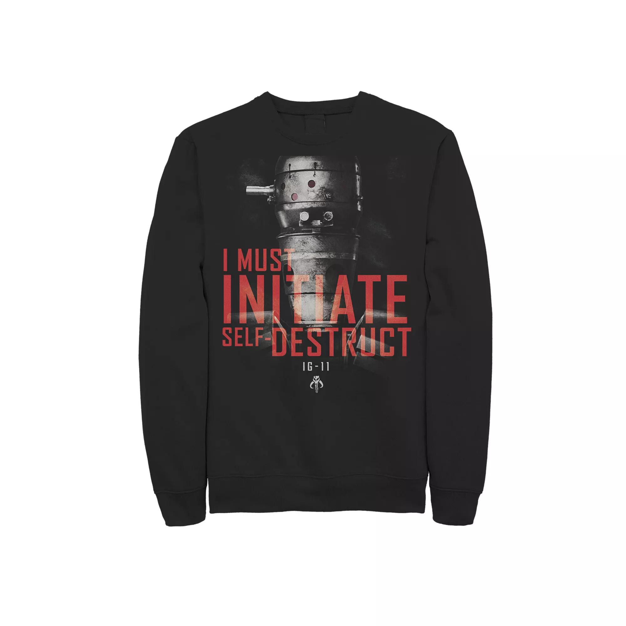 Men's Star Wars The Mandalorian IG-11 Self-Destruct Overlay Sweatshirt, Size: Small, Black Product Image