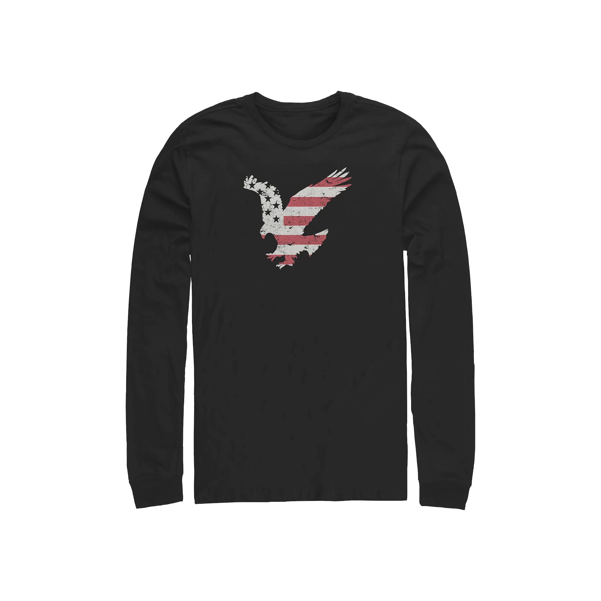 Big & Tall USA Flag Print Eagle Long Sleeve Graphic Tee, Men's, Size: 4XL, Black Product Image