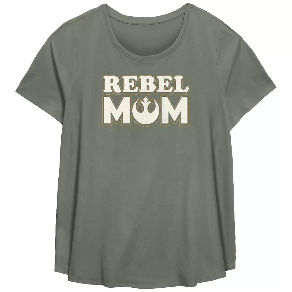 Plus Size Star Wars Rebel Mom Scoop Hem Flowy Graphic Tee, Women's, Size: 1XL, Green Product Image