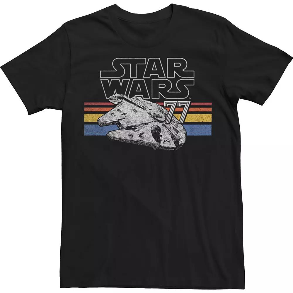 Big & Tall Star Wars Falcon Stripes Vintage Tee, Men's, Size: 3XL Tall, Black Product Image