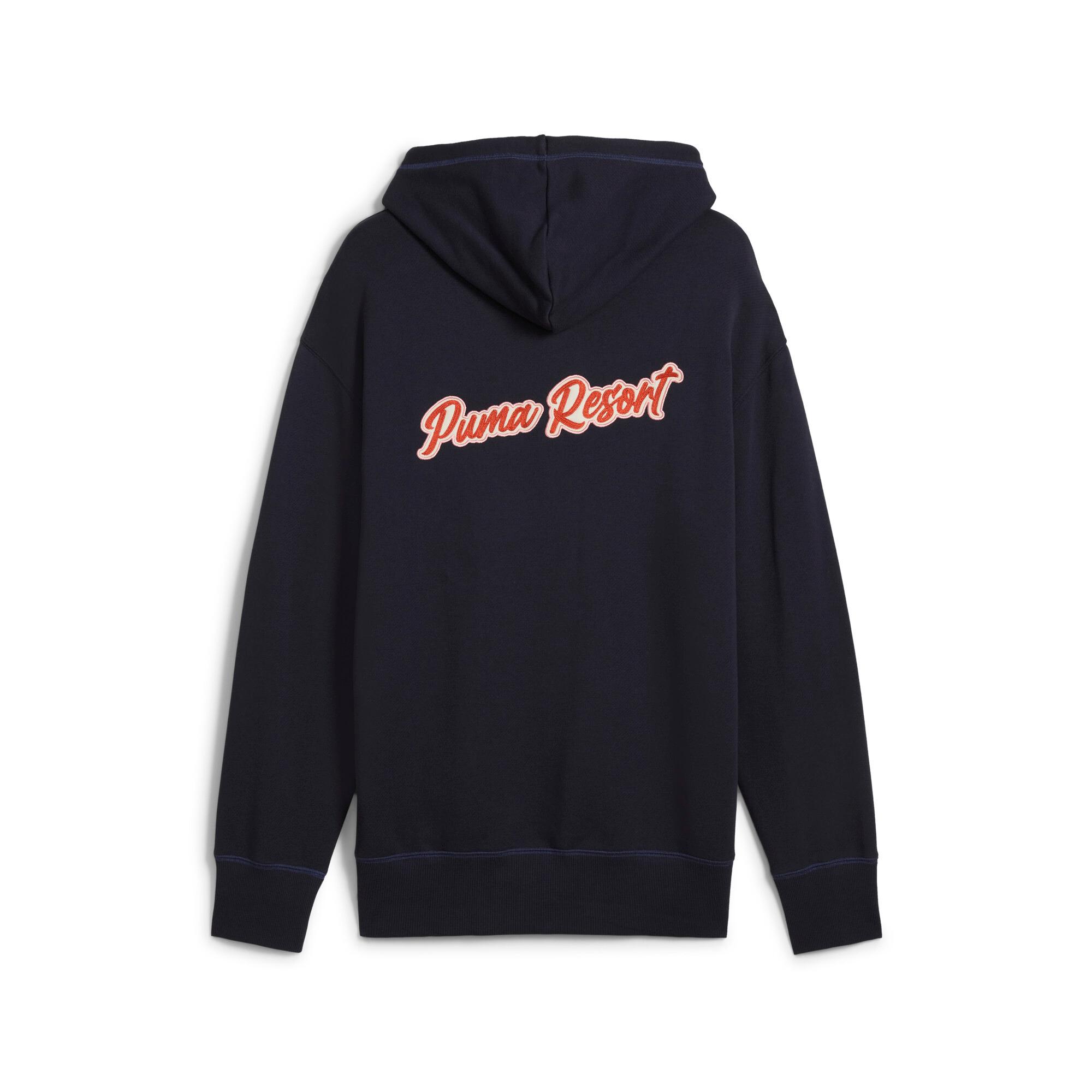 PUMA PREMIUM ESSENTIALS Men's Relaxed Hoodie in Dark Blue Product Image