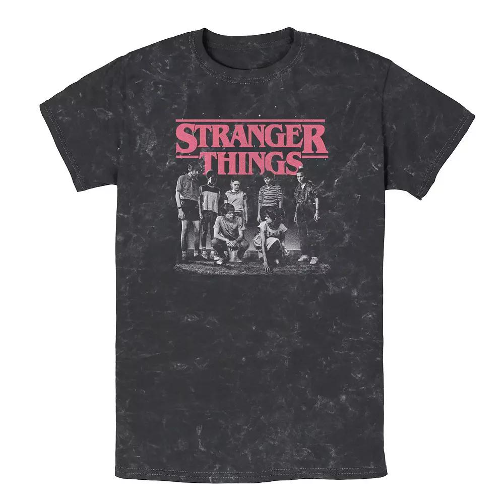 Men's Stranger Things Faded Cast Poster Mineral Wash Tee,  Product Image