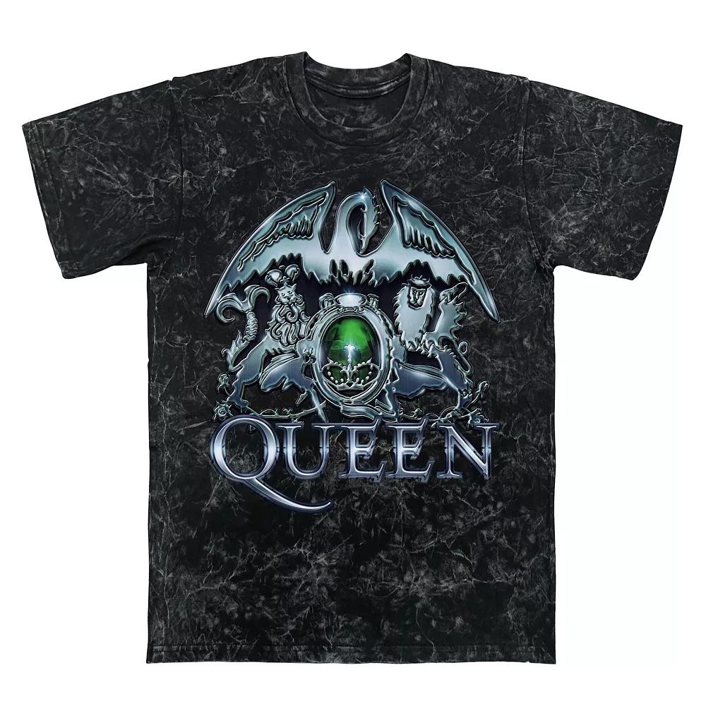 Men's Queen Crest Chrome Logo Mineral Wash Graphic Tee, Size: Small, Black Mineral Wash Product Image