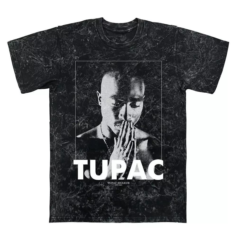 Men's Tupac Shakur Praying Hands Mineral Wash Graphic Tee,  Product Image
