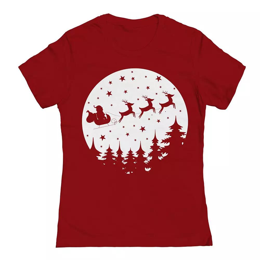 Junior's Vector Christmas Moon Graphic Tee, Girl's,  Product Image