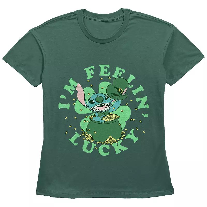 Disney's Lilo & Stitch I'm Feeling Lucky Stitch Women's Graphic Tee, Girl's,  Product Image