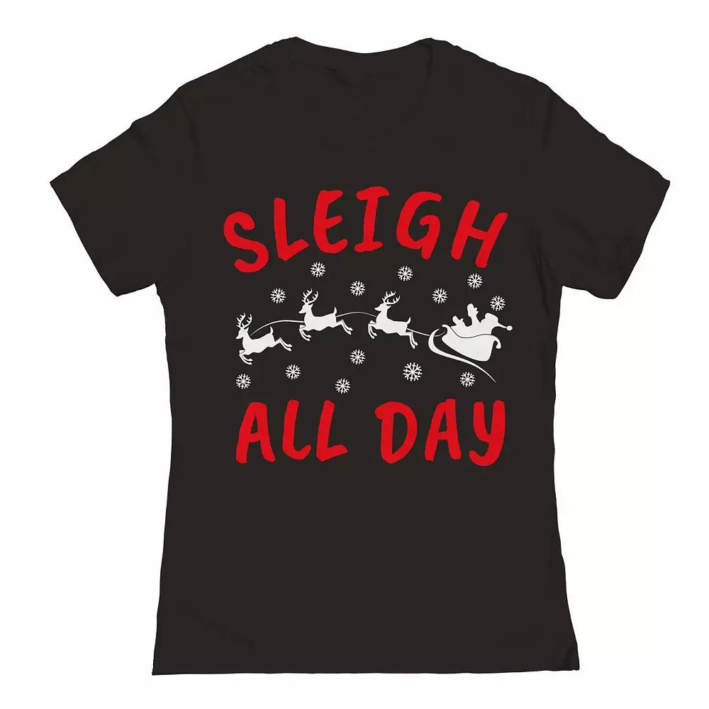 Junior's Christmas Sleigh All Day Graphic Tee, Women's,  Product Image