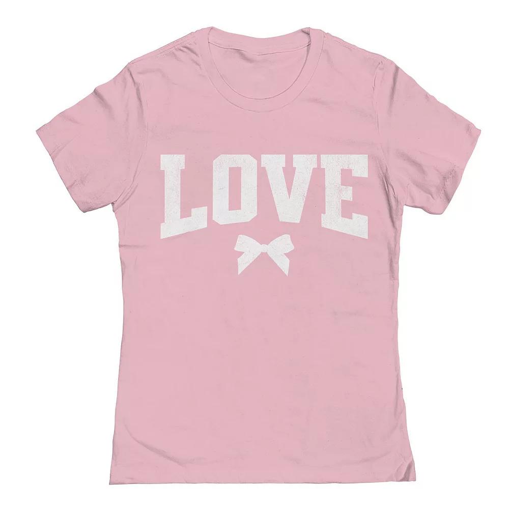 Junior's Love Bow Valentine's Day Graphic Tee, Women's,  Product Image