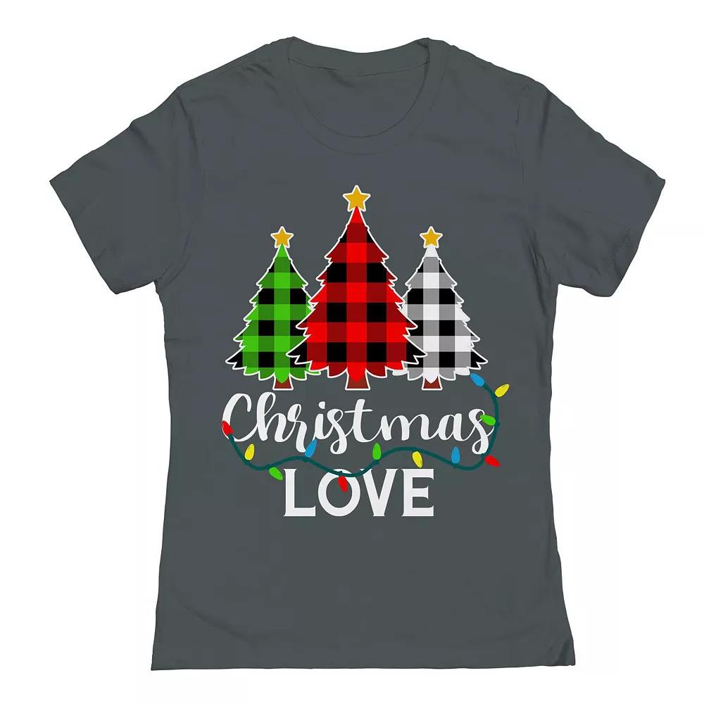 Junior's Christmas Love Trees Graphic Tee, Women's, Size: XXL, Heavy Grey Product Image