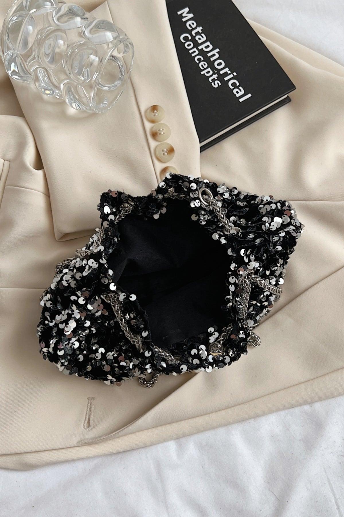 Sequin Chain Drawstring Bucket Bag Product Image
