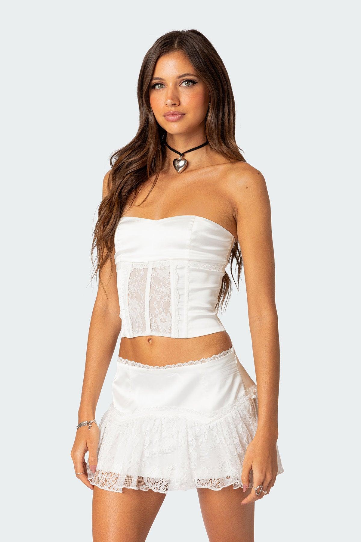 Lex Satin Effect & Lace Corset Product Image