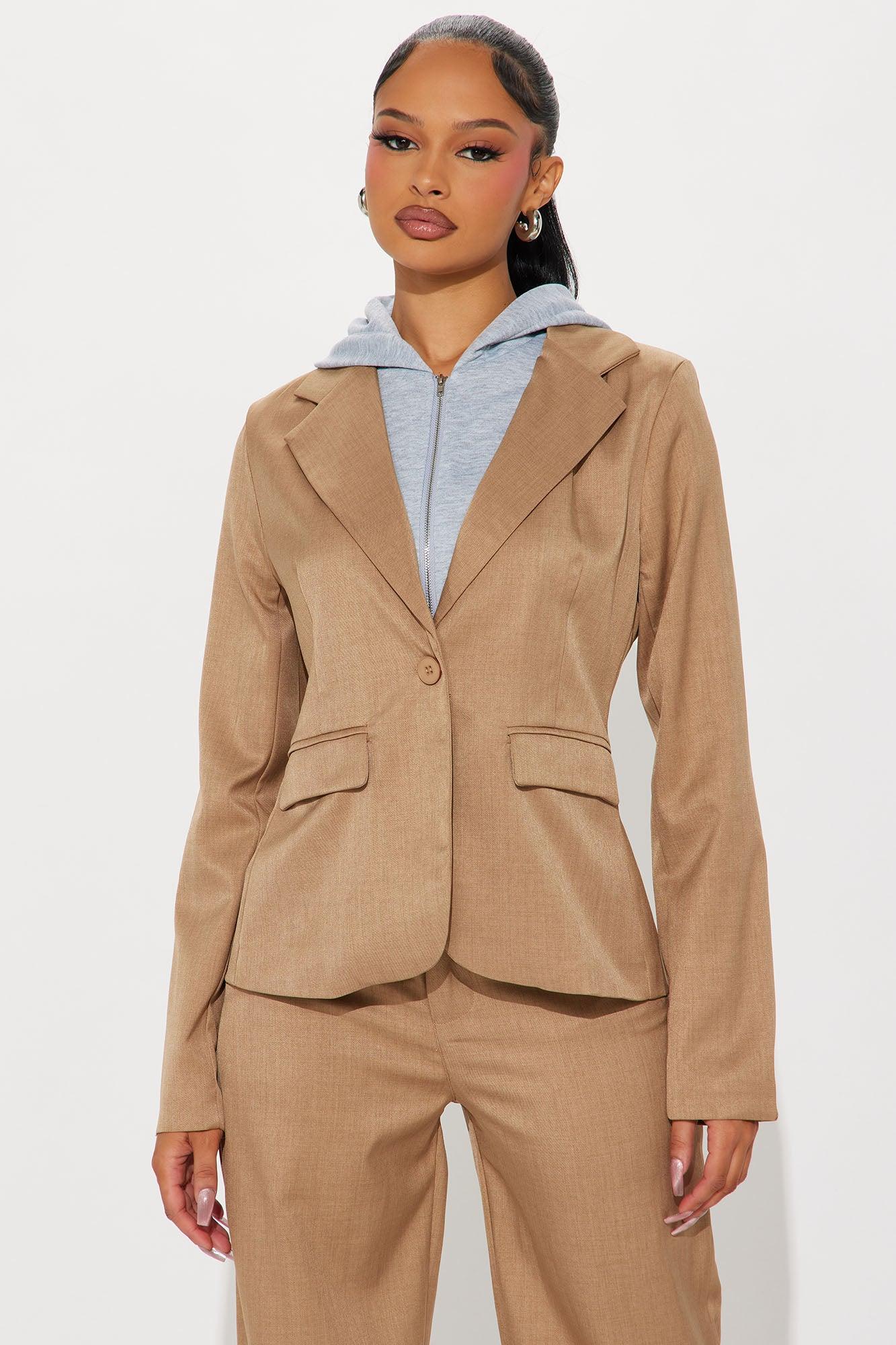 LA Vibe Blazer Pant Set - Camel/combo Product Image