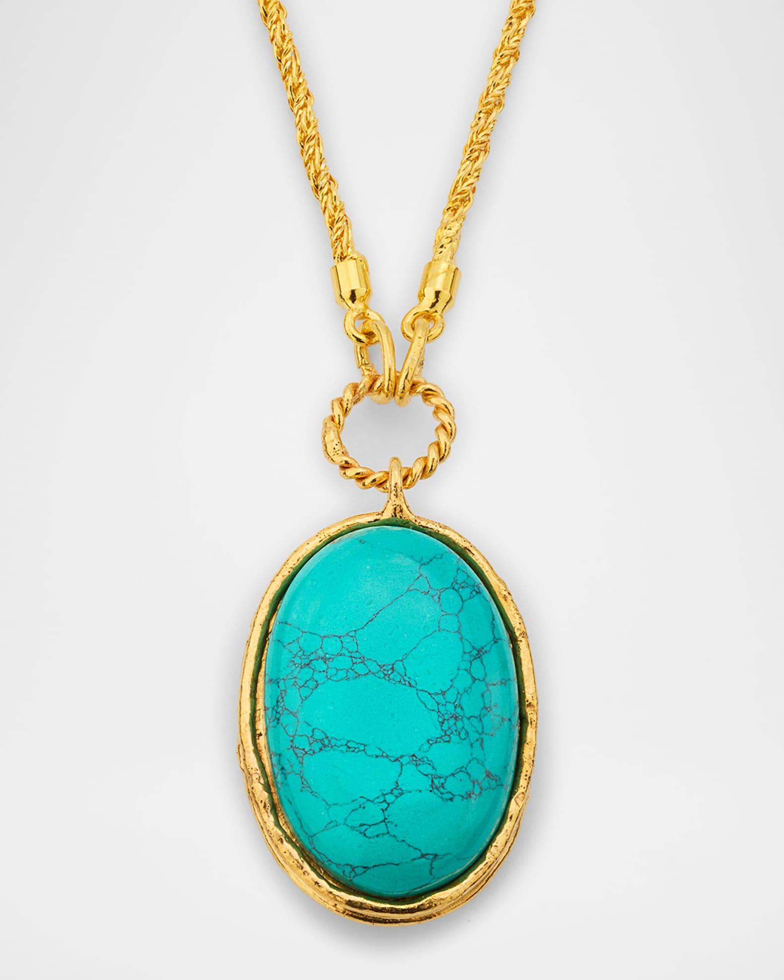Oval Turquoise Pendant Necklace Product Image