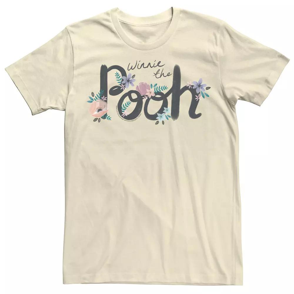 Disney's Winnie The Pooh Floral Cursive Name Text Men's Tee,  Product Image