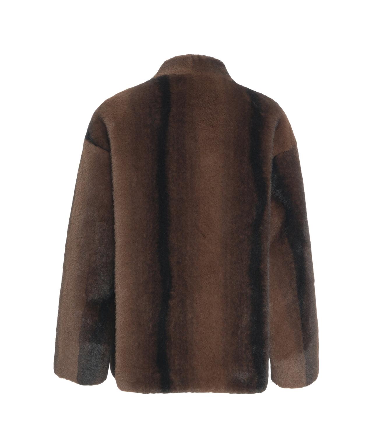 Faux fur coat with logo Product Image