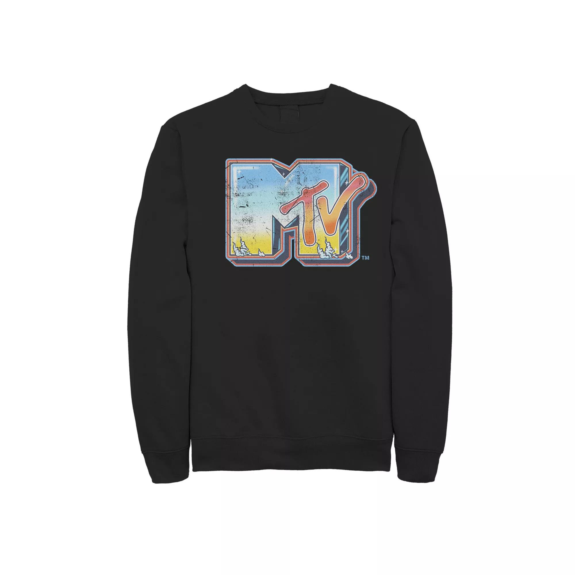 Men's MTV Tiny Logo Bright Brushed Sweatshirt, Size: Small, Black Product Image