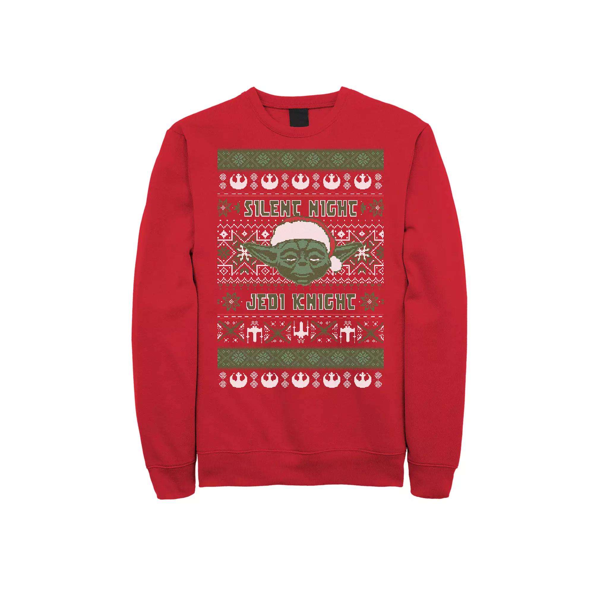 Men's Star Wars Yoda Silent Night Christmas Sweater Sweatshirt, Size: Large, Red Product Image