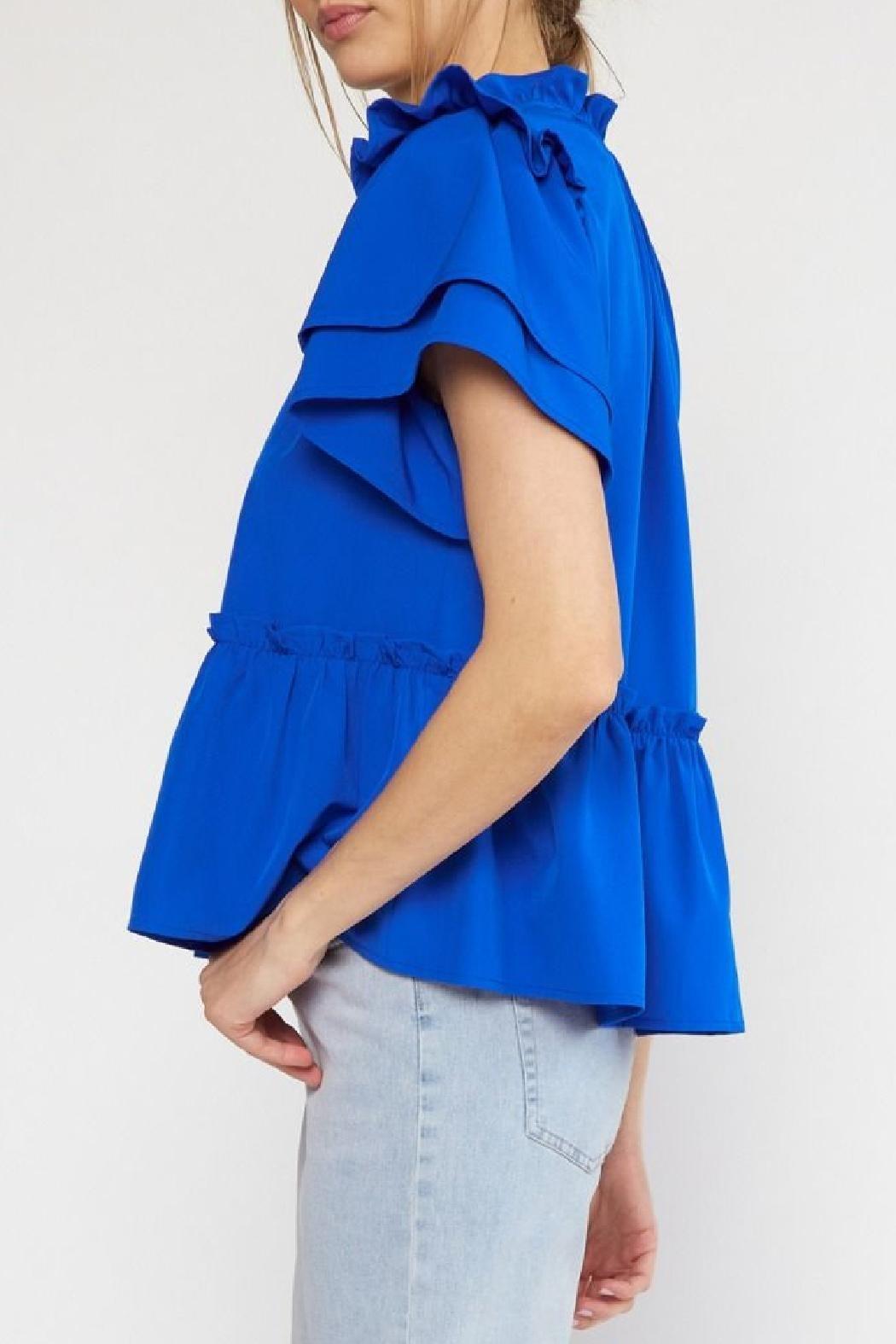 Solid Ruffle Sleeve Blouse Product Image