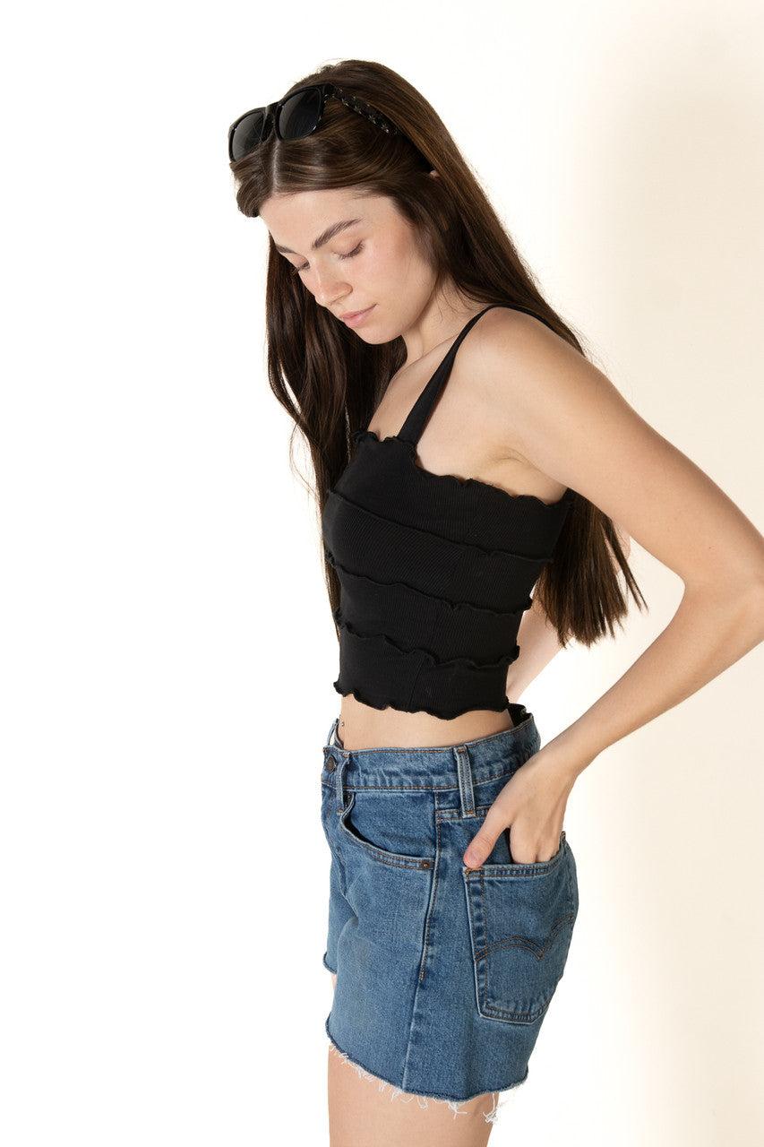 Black Tiered Crop Tank Product Image