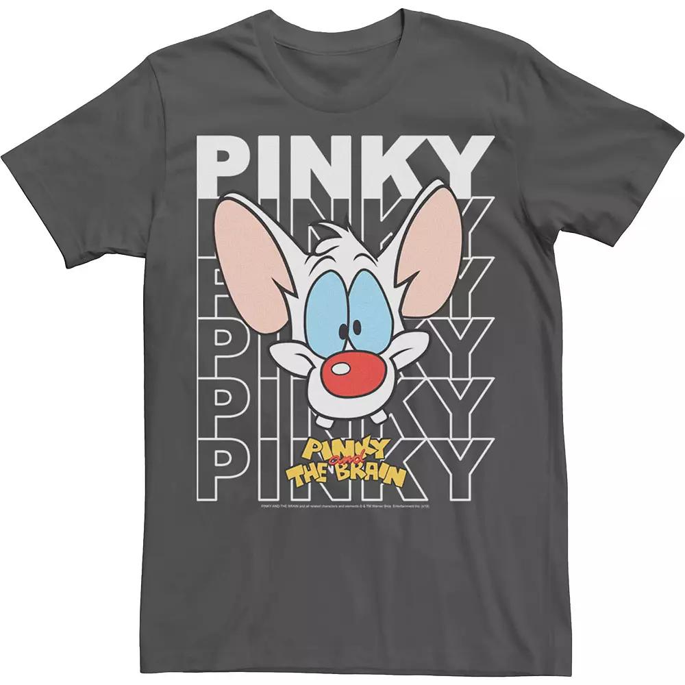 Men's Pinky And The Brain Pinky Text Stack Big Face Tee,  Product Image