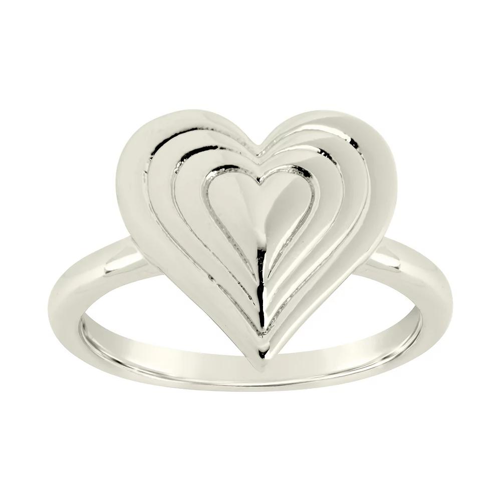 MC Collective Textured Heart Ring, Women's, Size: 9, Silver Tone Product Image