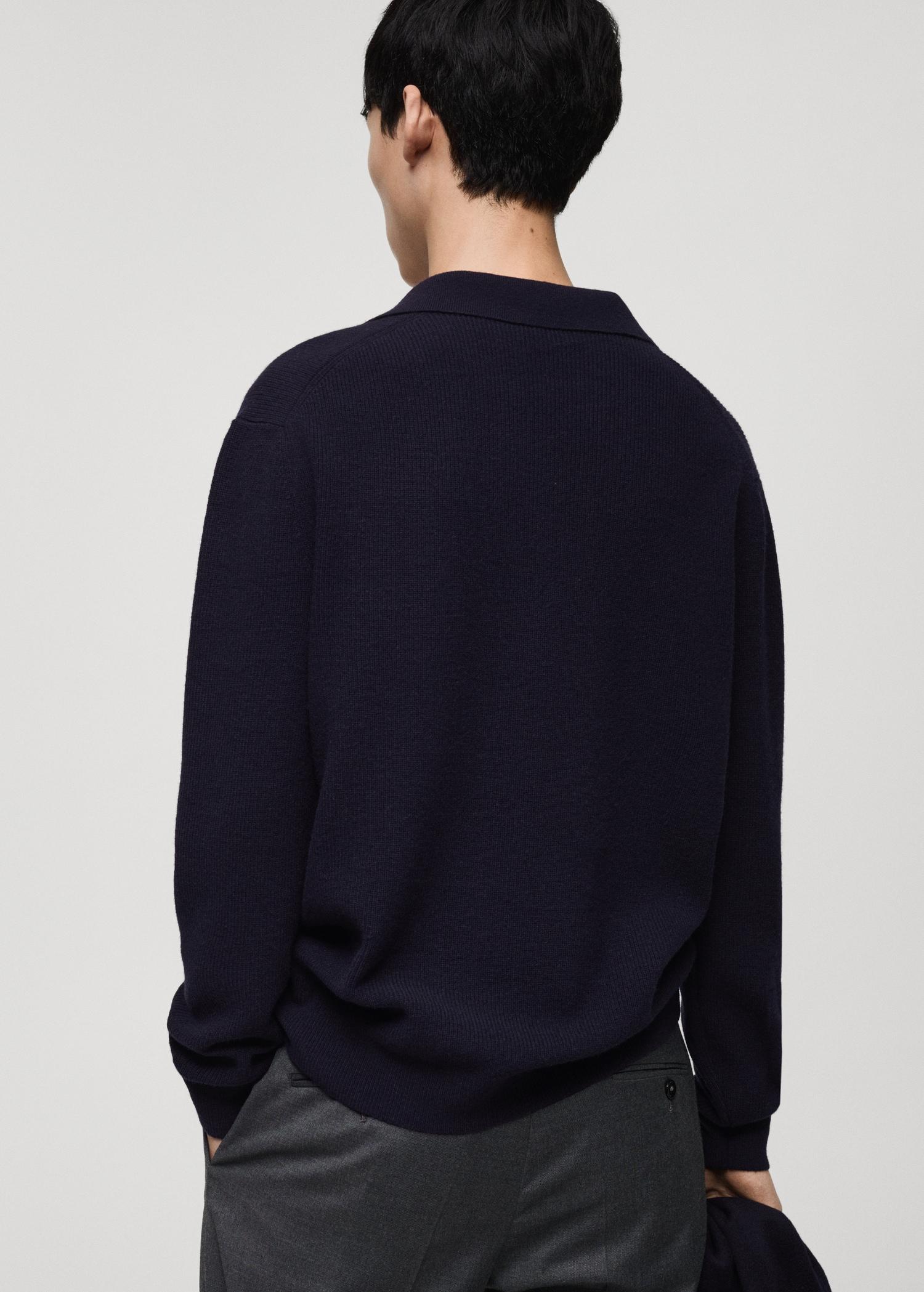 Knitted wool blend polo sweater - Men | MANGO USA Product Image