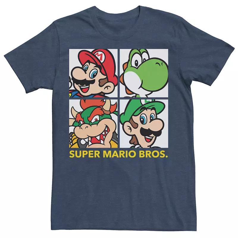 Men's Super Mario Bros Retro Square Group Shot Graphic Tee,  Product Image