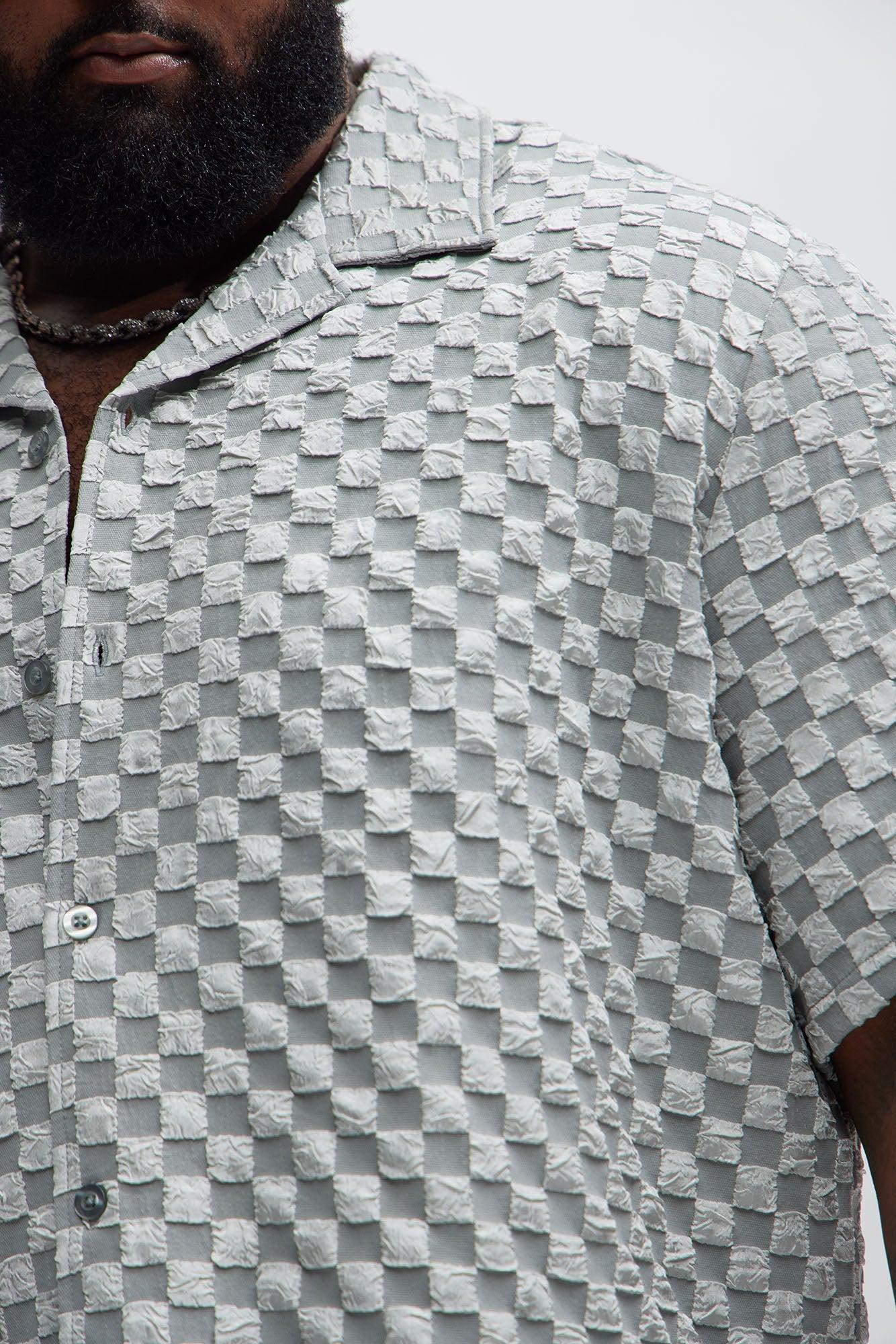 Crinkled Checkers Shirt - Grey Product Image