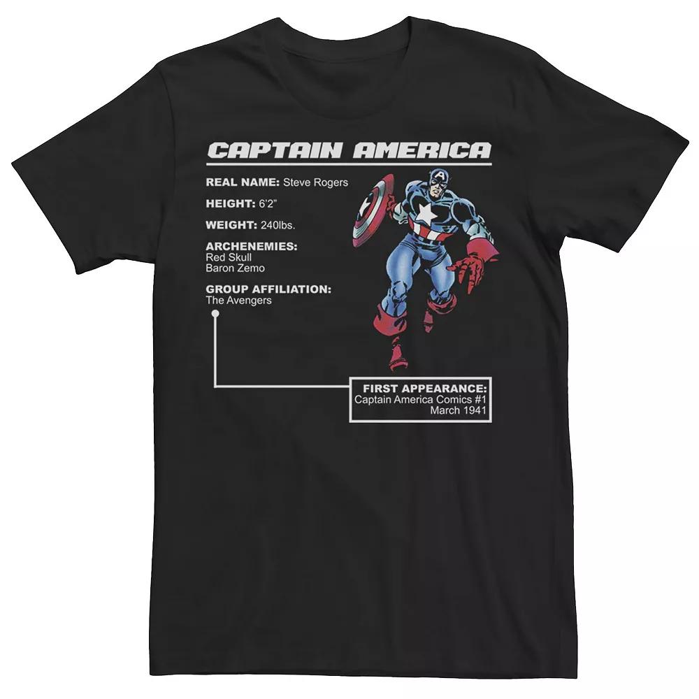 Men's Marvel Captain America Stats Poster Graphic Tee,  Product Image