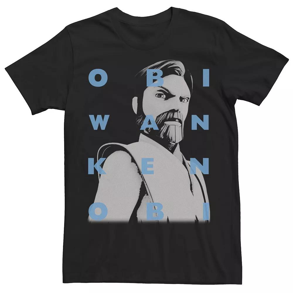 Men's Star Wars: Clone Wars Obi-Wan Kenobi Text Overlay Tee,  Product Image
